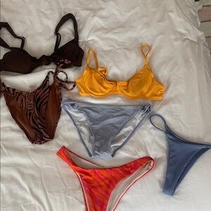 Assorted Bikini Tops & Bottoms - Yellow, Brown, Blue, Red/Pink